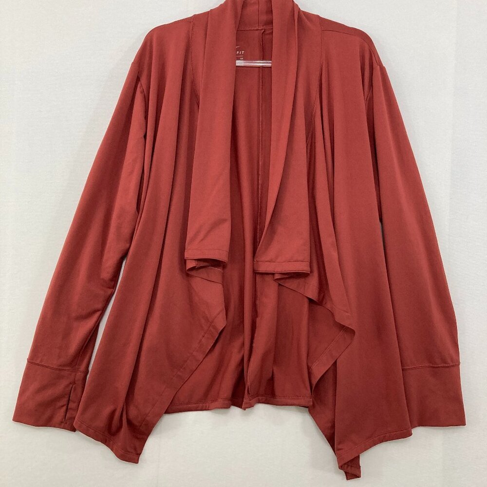 Nike Rust Brown size XXL Draped‎ Open Front Stretch Knit Lightweight Jacket